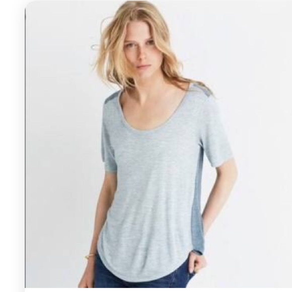 Madewell Anthem Elbow Tee Short Sleeved Curve Edge Scoop Necked Blue XS - Picture 2 of 7